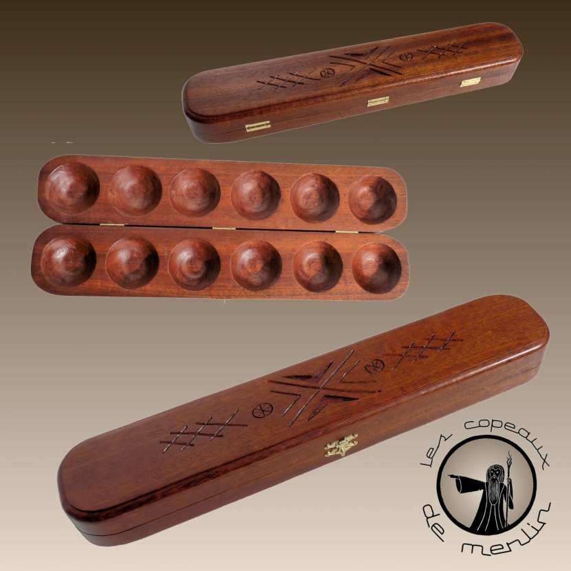 Jeu De Société Awalé (Awélé) – Plateau En Bois, Neuf, Marque Gribouille Import